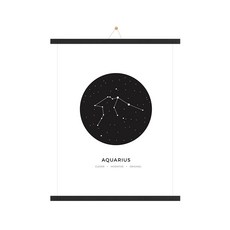 인테리어 우드족자 + 별자리 물병자리 포스터 세트, 블랙