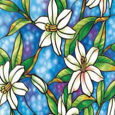 Unheb 蘭花玻璃窗貼, 藍色