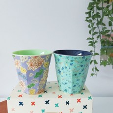 2 件套 Rice Baby Cups, 1套, 紫色大花,薄荷花