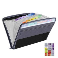 MURA A4 13格拉鍊風琴夾 附標籤紙, 1個, 灰色