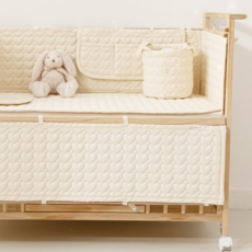AiRabbit 愛心厚款嬰兒床圍護欄 加大單人床 高度40 大型, 淺米色