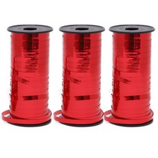 joyparty 捲邊緞帶 90m, 金屬紅, 3個