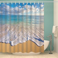 Karis 天空海灘日落淋浴浴室浴簾 A04 150 x 180 cm, 1個