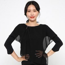 dancedome 不對稱網紗T恤 LDT25500, 黑色