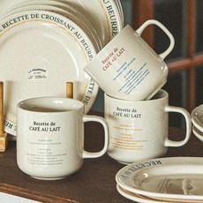 La Céramique Recipe 字母復古馬克杯 3件組 380ml, 1套, 深黑色, 辣椒紅, 藍綠色