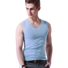 비투윈 남성용 깔끔한 편안한 런닝 와이드 브이넥