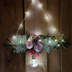 Lovely Farm 聖誕裝飾品花環LED燈飾組, 粉紅色, 1套