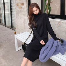루나걸 루덴 롱 폴라 니트 원피스 빅사이즈 포함