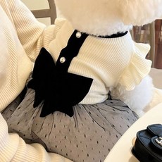 DING DONG PET 寵物羅紋蝴蝶結連身裙, 1個, 混合色系