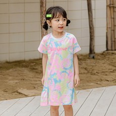 Lala Amang 女童款渲染風後荷葉邊連身裙