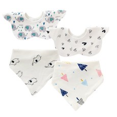 하라로이 아동용 롤링턱받이 2종 + 삼각턱받이 2종 세트