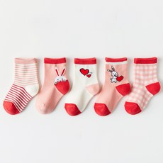 HARAROI 女童可愛兔子襪子5雙組