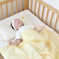 베이비앤아이 유아용 이중직 거즈 블랭킷, 체크옐로우