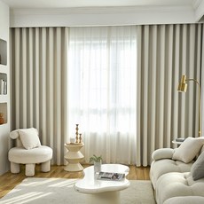 HOME&CHANG Made 遮光窗簾 2入 + 窗簾綁帶 2入 組合, 象牙白