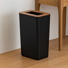 Parisien 木紋開放式方形垃圾桶 20L, 黑色