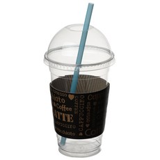 Coffee Jun 16oz 92口徑 PET杯+圓頂蓋+黑色拿鐵杯套+綜合吸管 4件組, 470ml, 1組, 1個