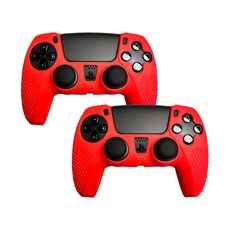 SPACE SHIELD PS5 DualSense 相容防滑矽膠墊, 紅色, 2個