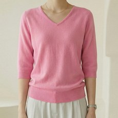 Vanessa Bean 女款 17色 觸感舒適 粉彩V領短袖針織衫 v01460ss
