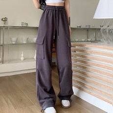 Lalatina 女性 Sona 日常舒適鬆緊帶工裝運動褲