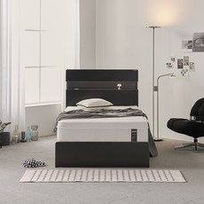 에몬스 레스티어 BD LED 수납 침대 프레임 단품 방문설치, 블랙