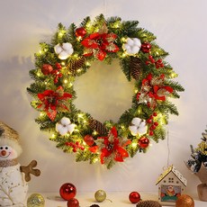 MORIANN 聖誕花圈一品紅燈飾組, 紅色, 1套