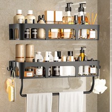 PEONIST 浴室裝飾排水置物架, 黑色, 1個