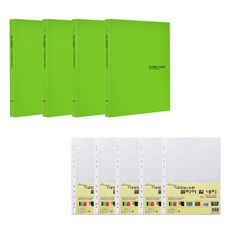 에코청운 에코 클리어파일 A4 30매 x 4p + 리필 속지 0.8mm 100매 세트, 연두, 1세트