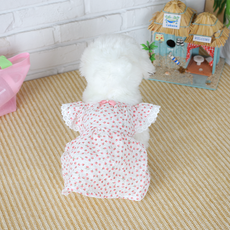 AMYLOVESPET 小狗款碎花連身裙, 粉色