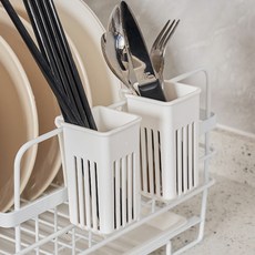 MMMII 迷你塑膠餐具瀝水架 掛式餐具筒 FM185, 白色, 2個