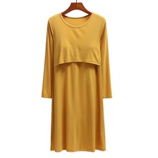 LUNA GLAM 假兩件長袖孕婦連身裙 POI04