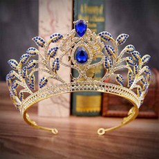 Damon 美麗珠飾葉子點綴婚禮頭飾 MNB023, 1個, 金藍色