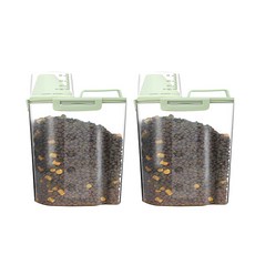 몬드스팟 반려동물 컬러 계량컵 사료 보관통 YT_RB265 2p, 그린, 그린, 1.5L