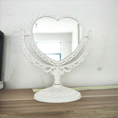 Finest One 復古風情室內裝飾鏡 28 x 19 cm, 愛心 白色