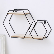 Topsiga TCR 室內裝飾雙六角形壁掛架, 黑色