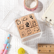 Ilsangsokbanzzak 可愛動物日記裝飾印章9件組, 1套, 單一顏色