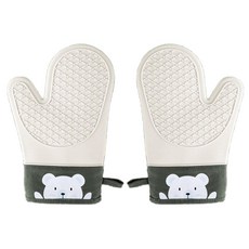 Homevanesse 小熊矽膠隔熱手套 廚房烤箱手套 2入, 1套, 灰色
