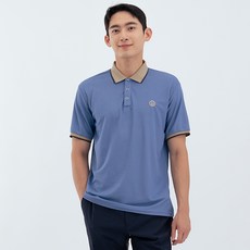 Elsso 男士柔軟撞色翻領高爾夫T恤 U字刺繡