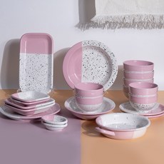 Ardin France Essential 4人韓式餐具組 21p, 21種, 1套, Essential 粉紅色