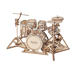 Robotime 木質鼓迷你DIY套件 TG409, 混合色, 1個