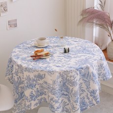 FORHOME 手工Sable法式印花亞麻桌布, S(90 x 140 cm), 1個, Sable藍