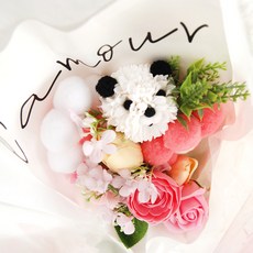 블뤼엔 비누꽃 푸바오 프렌드 큐티 꽃다발, 핑크, 1개