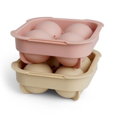 圓形冰塊模具 2件組, 奶油米色+蜜桃粉, 1組