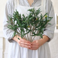 綠色橄欖葉人造花束, 綠色, 6個