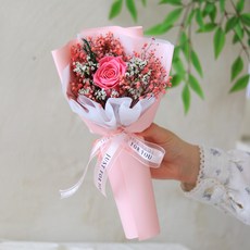 Scent Basket 永不凋謝鮮花 永生愛戀玫瑰混搭花束 + 提袋組, 粉紅色