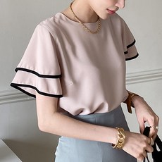 루나걸 브로엘 배색 블라우스 L24SMBL032113