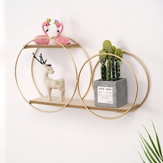 TCR 室內設計雙圓壁掛架, 金色