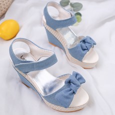 shoes& 蝴蝶結綁帶楔形高跟鞋