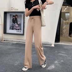 구디프 여성용 라이트 골지 컴포트 밴딩 스트레이트 트레이닝 슬랙스