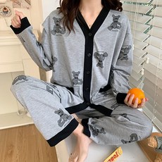 Damon 孕婦蝴蝶結小熊睡衣套裝 cns633