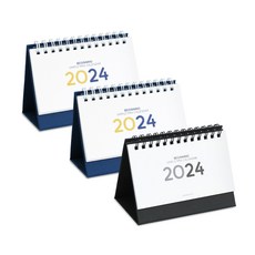 wannathis 2024 Beginning 簡約迷你桌曆 彩色2入 + 黑色套組, 01 黑色, 02 彩色, 1套